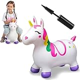 JOYIN Hüpftier Einhorn für Kinder, inklusive Luftpumpe, Aufblasbares...