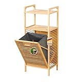 Floordirekt Wäschekorb aus Bambus, Wäschesammler mit 2 Fächern,...
