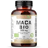 NaturaleBio Maca 500mg - 180 Kapseln. 100% Bio Gelbe Maca Wurzel aus Peru....