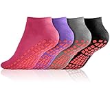 flintronic Yoga Socken, 4 Paare Antirutsch Socken, Rutschfeste Socken Sport...