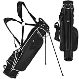 COSTWAY Golfbag, Golf Stand Bag mit Standfüßen, Regenhaube & 4-facher...