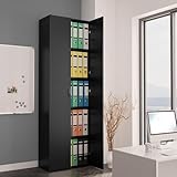 Schwarzer Büroschrank mit Türen, 60 x 32 x 190 cm, vielseitiges...
