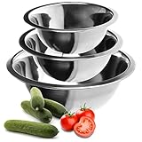 COM-FOUR® 3-teiliges Schüssel-Set aus Edelstahl - Salatschüssel in 3...