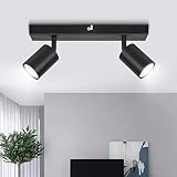 Ketom LED Deckenstrahler Schwarz, Deckenlampe 2 Flammig Schwenkbar, GU10...