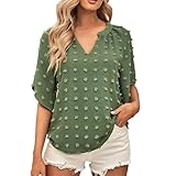 Blusenshirt Damen Locker Tops Basic Shirts Elegant Bluse V Ausschnitt...