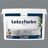 derendo Latexfarbe grau asphaltgrau matt abwaschbar 2.5 Liter für Innen...