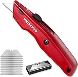 WORKPRO Premium Teppichmesser, Einziehbarer Universalmesser aus Vollmetall,...
