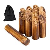 Relaxdays Kubb Wikingerspiel, finnisches Wurfspiel, Holz, Outdoorspiel mit...