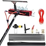 Ausziehbare Fensterbürste mit Wasserzufuhr, 19 m, mit Rakel, verstellbarem...