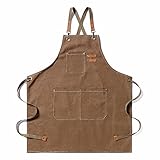 YSTP Leder Schürze Zum Kochen, Schweißen, BBQ - Wasserdicht Mit 3...