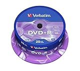 Verbatim DVD+R 16x Matt Silver 4.7GB, 25er Pack Spindel, DVD Rohlinge,...