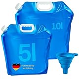 NPEX Faltbarer Wasserkanister 5L + 10L, Camping, Wasserbeutel Set mit...