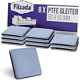 Filzada® 8x Teflongleiter Selbstklebend - 50 x 50 mm (eckig) - Profi...