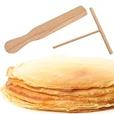 2 Stück Crepes Verteiler, Profi Crepes Wender und Teigverteiler Set, Holz...