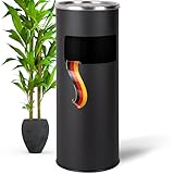 WONEA - 30L Standaschenbecher für draußen Schwarz Metall matt groß 61cm...