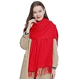 DonDon Schal Damen Winter Wollschal Winterschal warm weich 185 x 65 cm rot