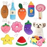 Reyshin 10 Stück Quietschspielzeug Plüsch Hundespielzeug, Obst Snacks und...