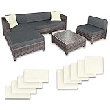 tectake Gartenmöbel Set, Lounge aus Poly Rattan und Aluminium, Balkon...