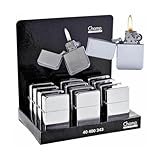 TrAdE Shop Traesio Set 12 Stück Benzinfeuerzeug Farbe Chrom