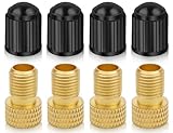 KAPSING Fahrrad Ventil Adapter Set, 4 Messing Ventiladapter und 4 schwarz...