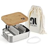 nicelock Edelstahl Brotdose mit Bambus-Decke 1200ml | Lunch box mit...
