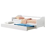 [en.casa] Tandembett 2X 90x200cm Weiß Ausziehbett Doppelt Sofabett mit...