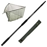 G8DS® Set 3m Tele-Kescherstange aus Fiberglas, Karpfen/Hecht Keschernetz...