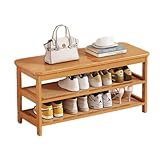 Bambus Schuhregal Bank - 3/4 Etagen Massivholz Aufbewahrung mit...