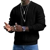 Herren Solid Sweater Strickoberteil Casual Langarm Strick für Männer...