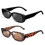 Ainiv 2 Stück Vintage Rechteckige Sonnenbrille, 90er Retro Sonnenbrillen,...