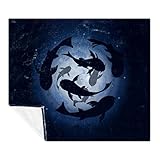 Koi Carps Fleece-Überwurfdecke, rund, bedruckt, superweich, luxuriöse...