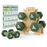 PhysKcal Hanteln Set mit Bambusständer | Dumbbells Set | 2 x 1kg, 2 x 2kg,...