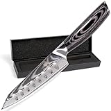 Wolfblood PRO Damastmesser Damast Küchenmesser L(23cm) Profi Santokumesser...