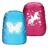 Ycaaeo Regenschutz Schulranzen - Einhorn - Meerjungfrau - Schmetterlinge -...