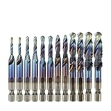12-teiliges 1/4-Zoll-HSS-Gewindebohrer-Set mit Sechskantschaft, M3-M10,...
