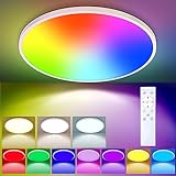Garvee LED Deckenleuchte Dimmbar 24W – Flach Rund Design – RGBW...
