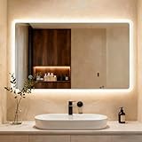 Clevich Badspiegel mit Beleuchtung 100×60 cm, LED Spiegel mit 3...