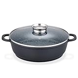 GSW Gourmet Servierpfanne aus Granit mit Aroma Glasdeckel, Pfanne Induktion...