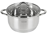 Edelstahl Kochtopf 18cm mit Glasdeckel Topf Suppentopf Universaltopf...