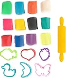 Plastilin ab 2 jahre ungiftig 0,6 kg/ 12 Stück mit Zubehör Soft Bio...