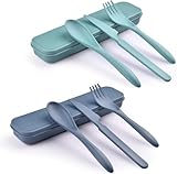 Wiederverwendbares Besteckset mit Etui, Reisegabel, Messer, Löffel,...