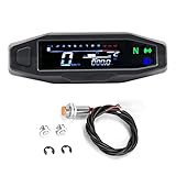 Shkalacar Motorrad Digitaler Tachometer, Drehzahlmesser mit 1-6 Gang LCD...