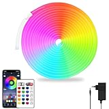 segrass Neon Led strip 5m, mit Fernbedienung, APP Steuerung, IP65...
