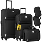 MONZANA® Trolley Kofferset Reisetaschen Set Kulturbeutel Netzfach Rollen...