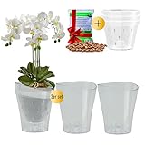 Garten lux 3er-Set Orchideentöpfe Transparent Ø16cm 2L mit 3er-Set...