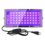 Eleganted 50W LED Schwarzlicht Strahler, UV Fluter mit Stecker, IP65...