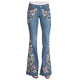 Bestickte Damenjeans, ausgestellte Leggings, hohe Taille, weite Beinhose,...
