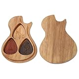 Gitarren Plektrumbox mit 3 Stück Plektrum, Gitarren Pick Box aus Holz als...