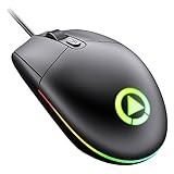 KOMBIUDA Kabelgebundene Gaming mit Ergonomischem Design Buntem LED Stufiger...