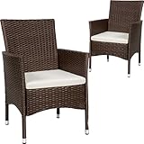 tectake® 2er Set Gartenstuhl aus Polyrattan, Gartenmöbel Set mit 2...